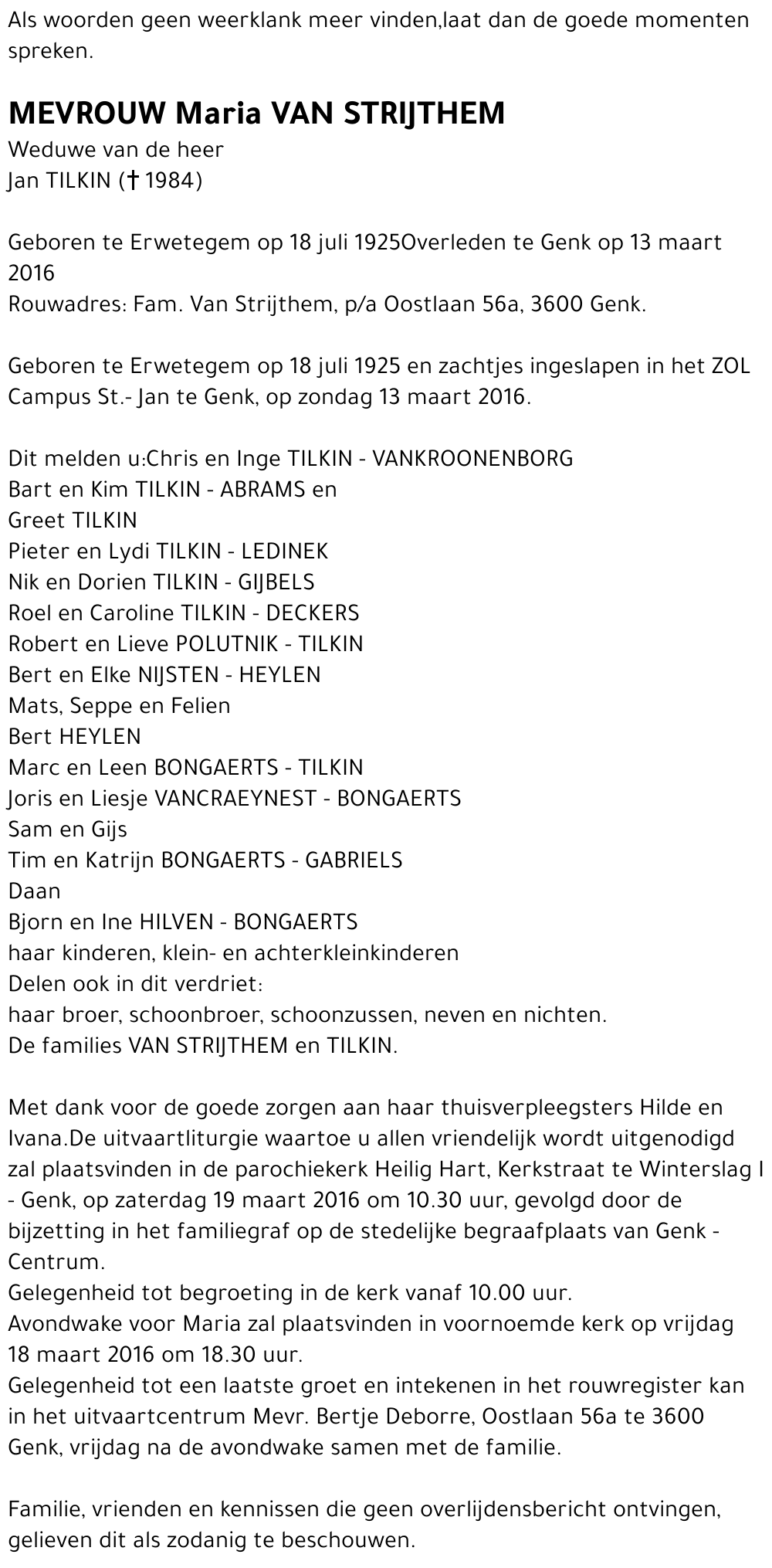 Maria VAN STRIJTHEM
