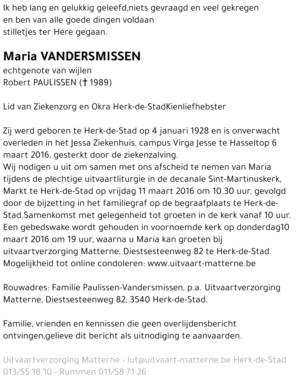 Maria Vandersmissen