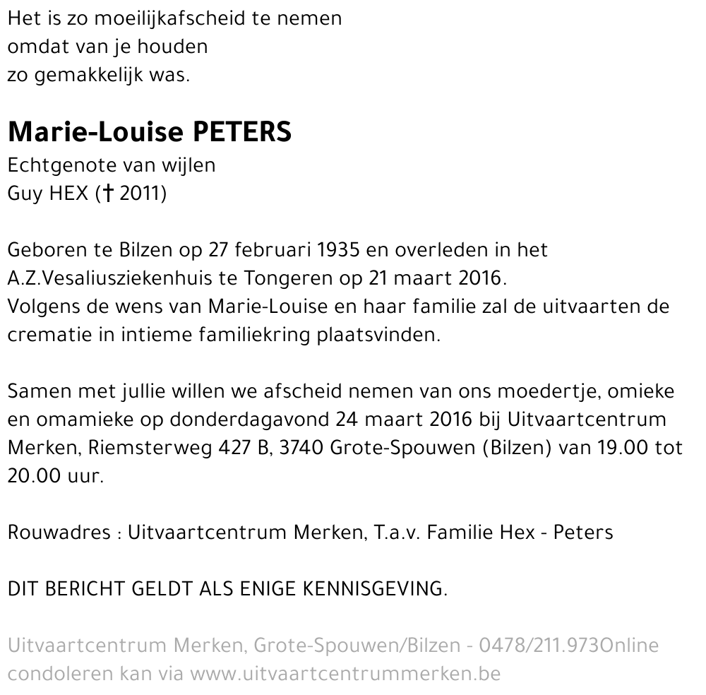 Marie-Louise PETERS
