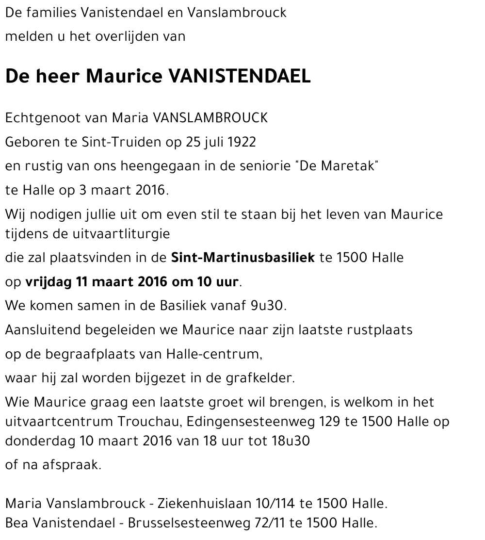 Maurice VANISTENDAEL