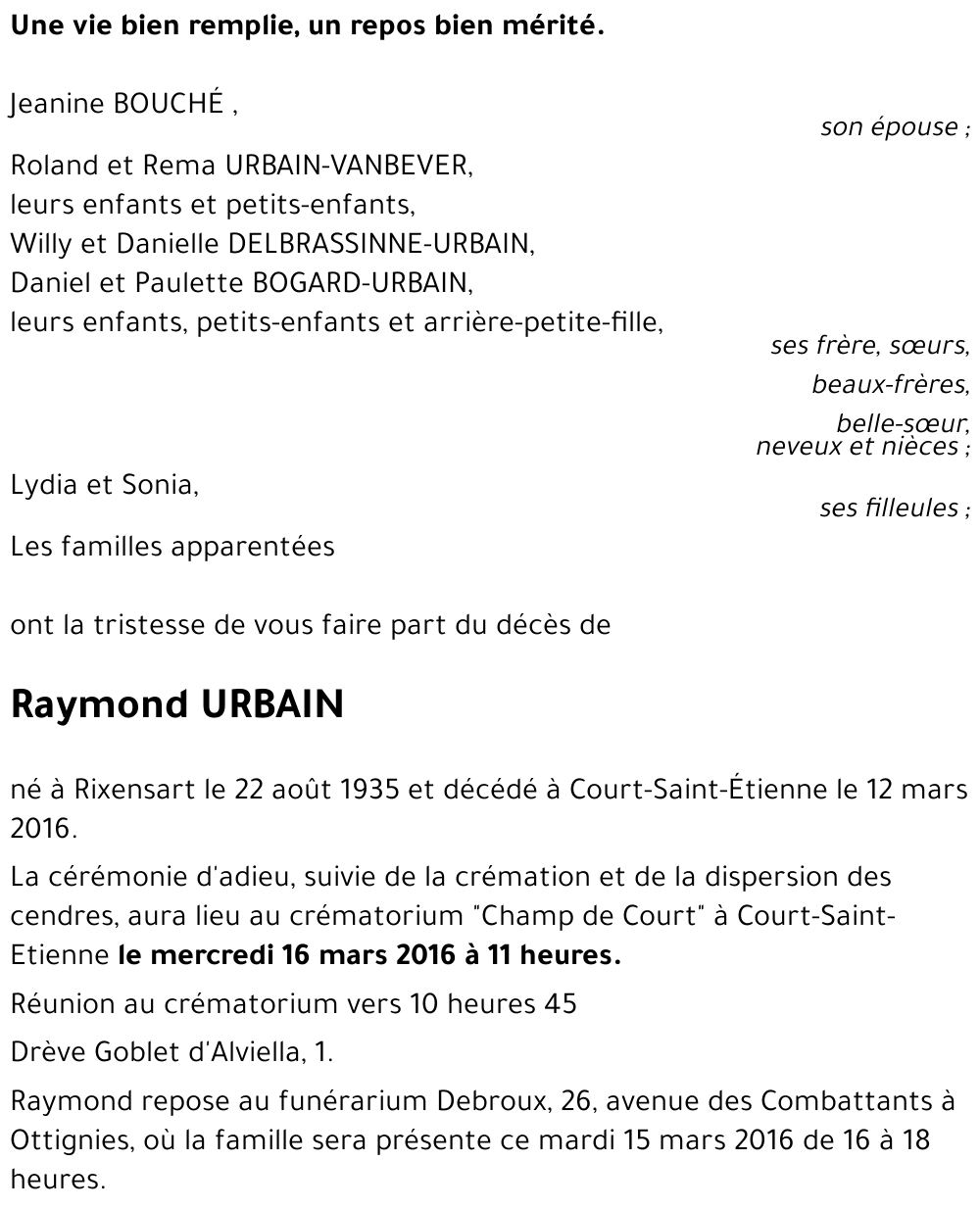 Raymond URBAIN
