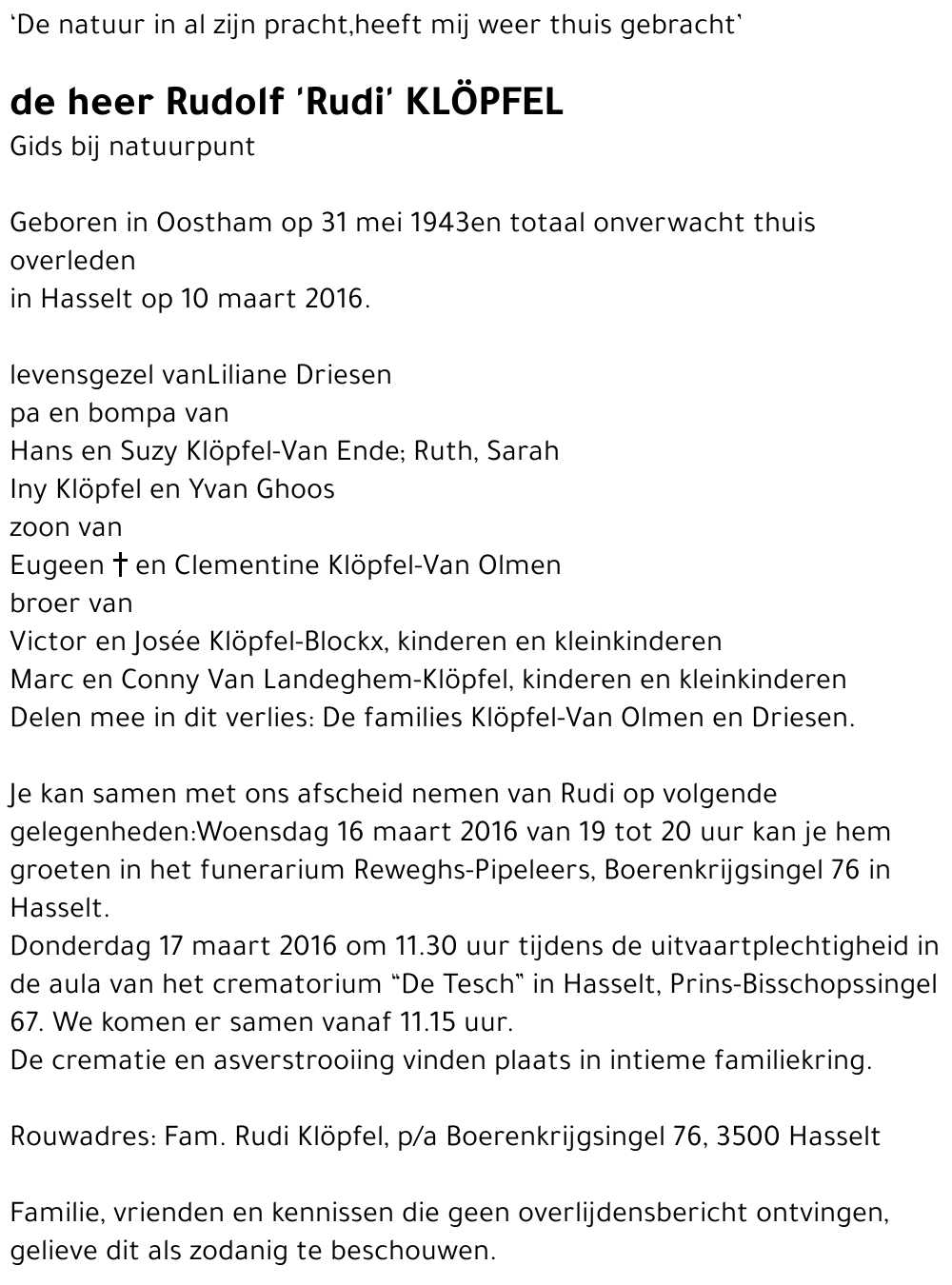 Rudolf 'Rudi' Klöpfel