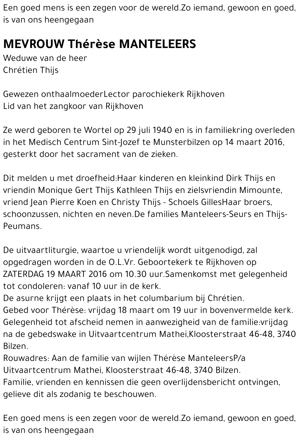 Thérèse Manteleers