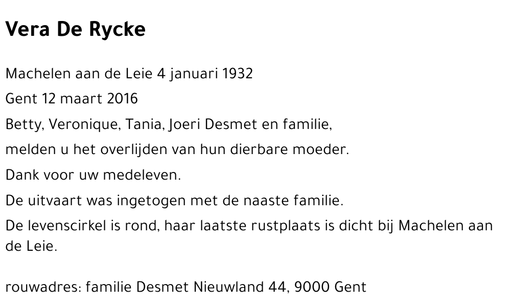 Vera De Rycke
