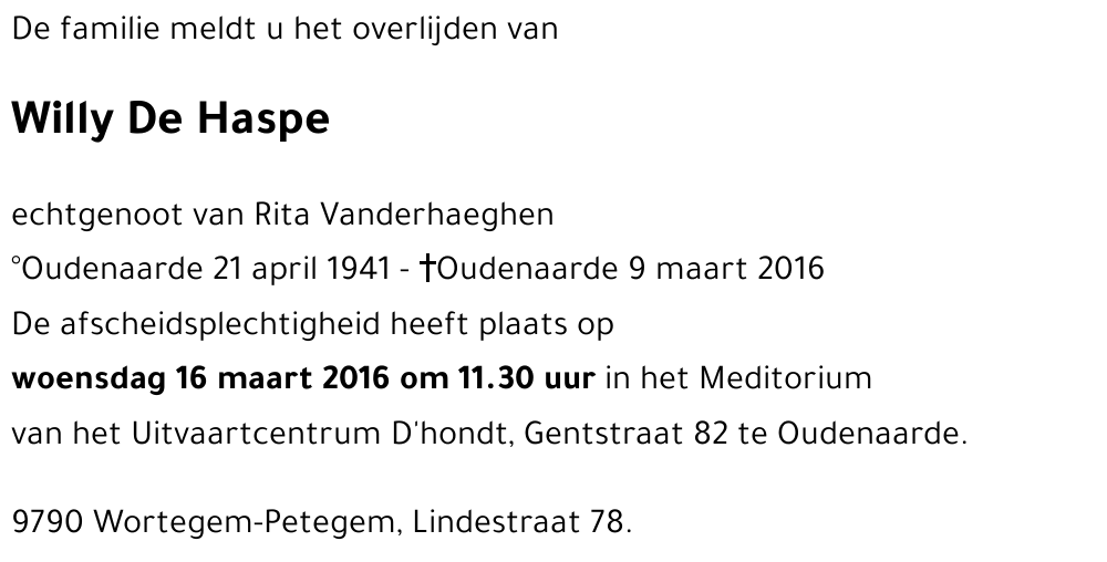 Willy De Haspe