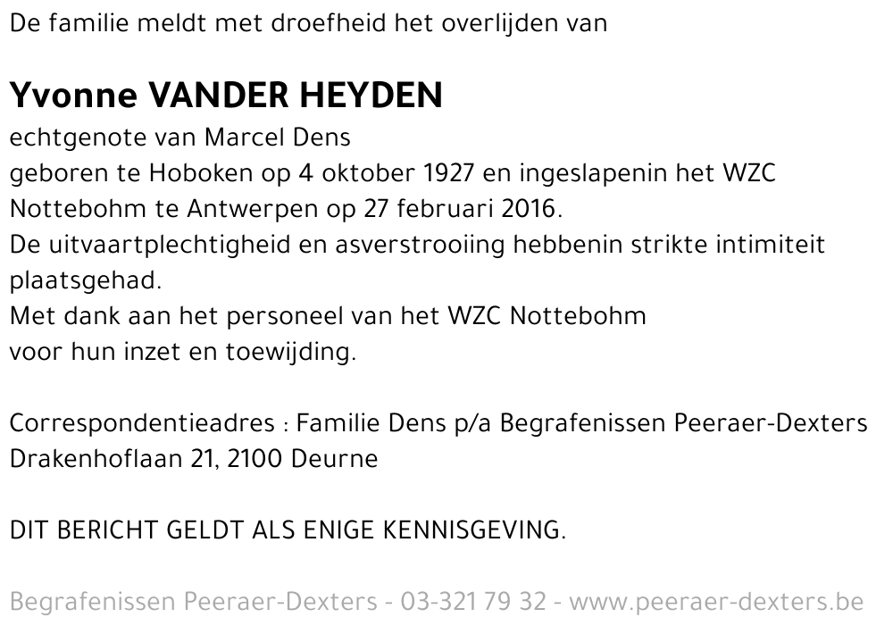 Yvonne Vander Heyden