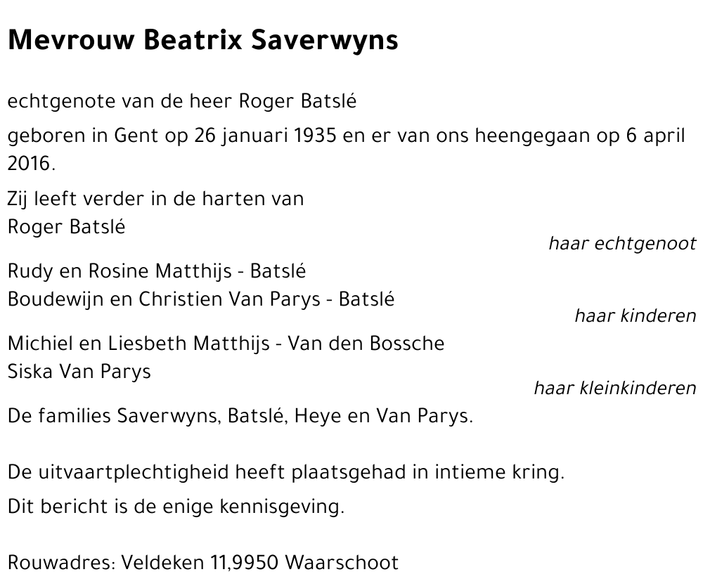 Beatrix Saverwyns