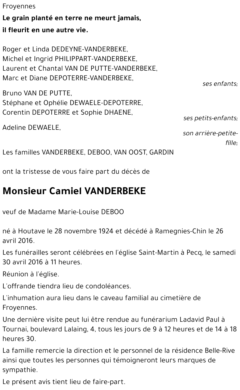 Camiel VANDERBEKE