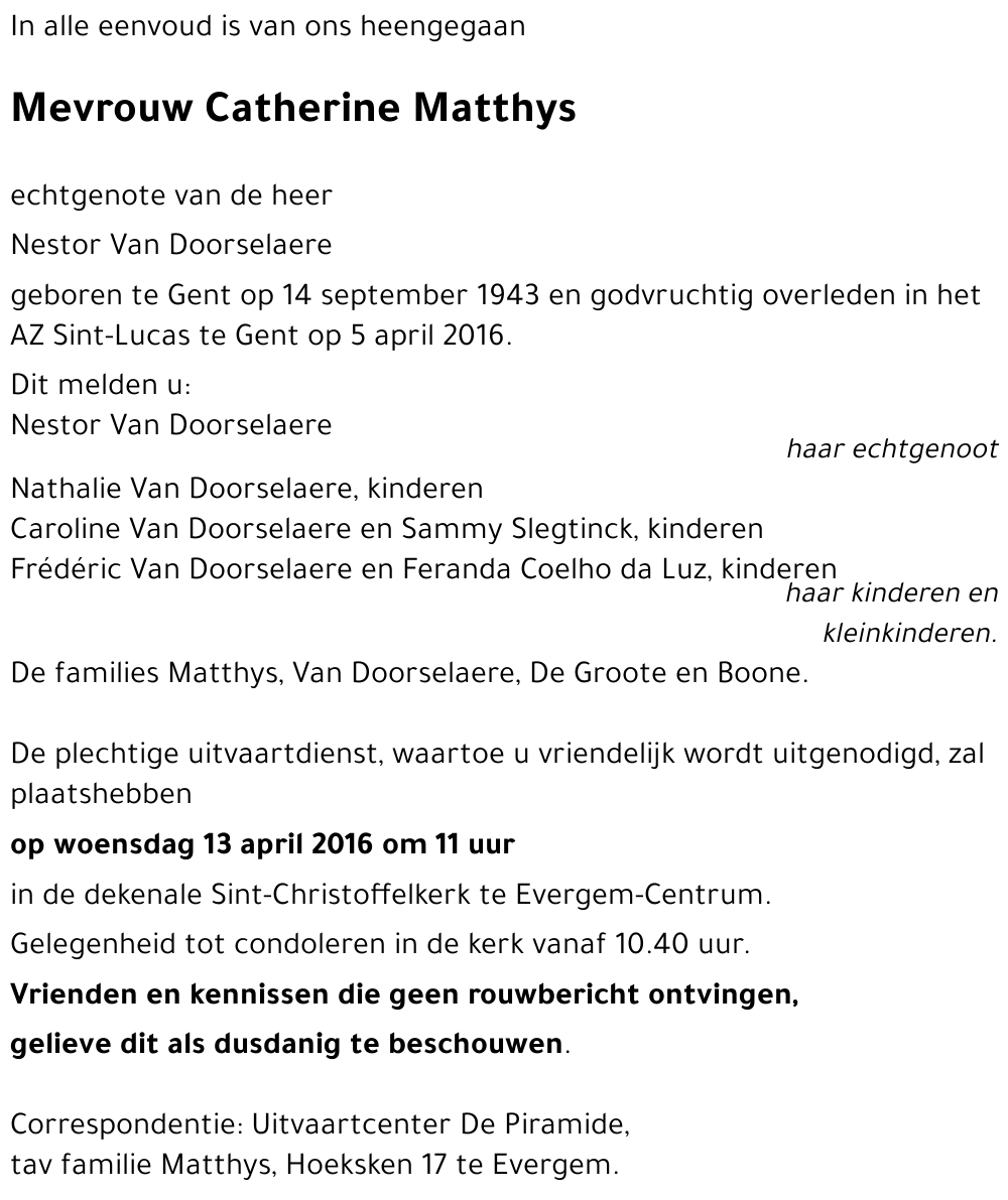 Catherine Matthys