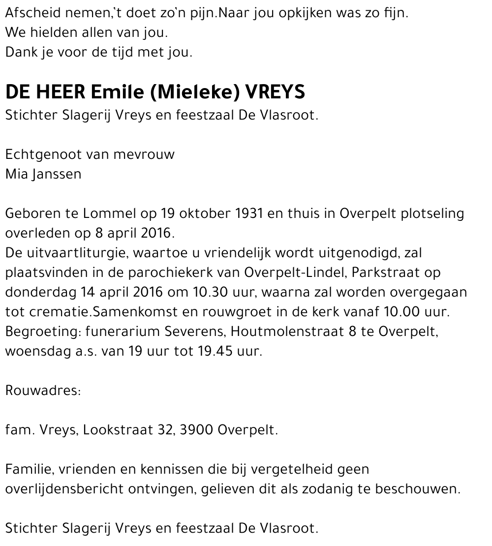 Emile (Mieleke) Vreys