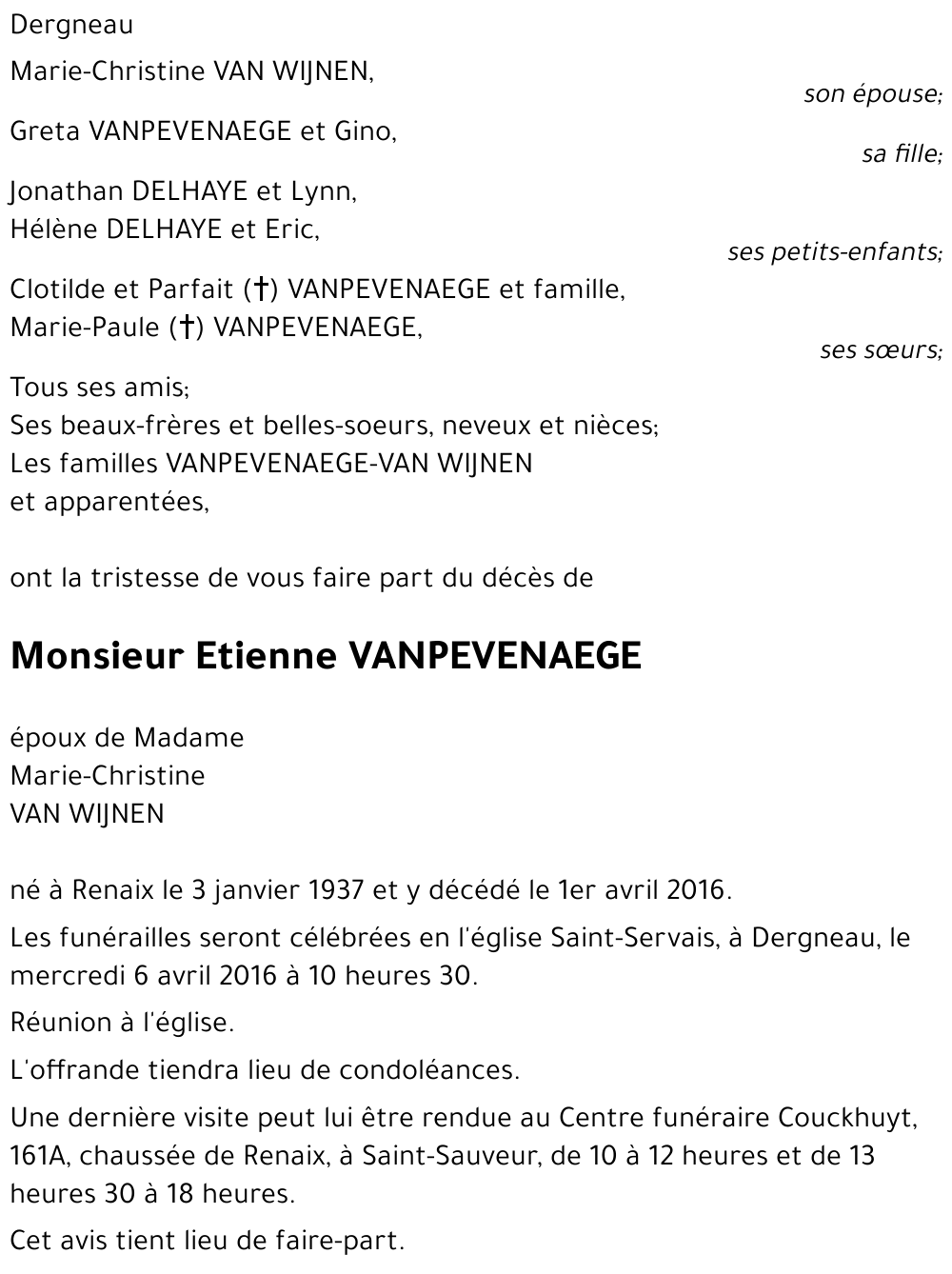 Etienne VANPEVENAEGE