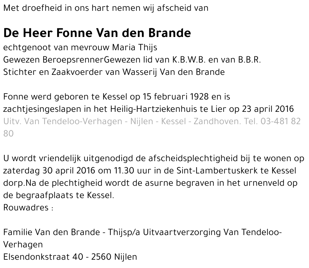 Fonne Van den Brande