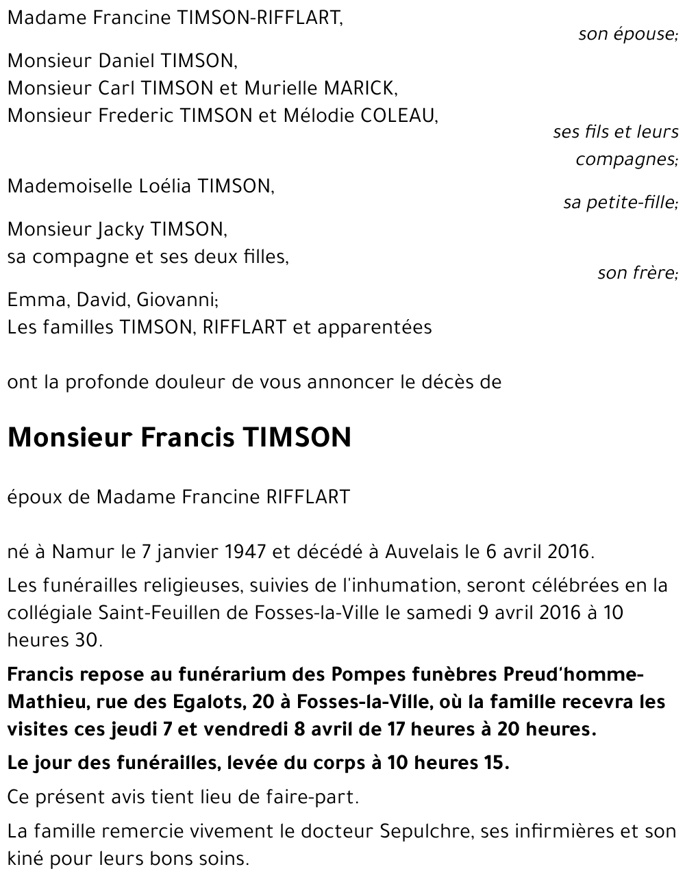 Francis TIMSON