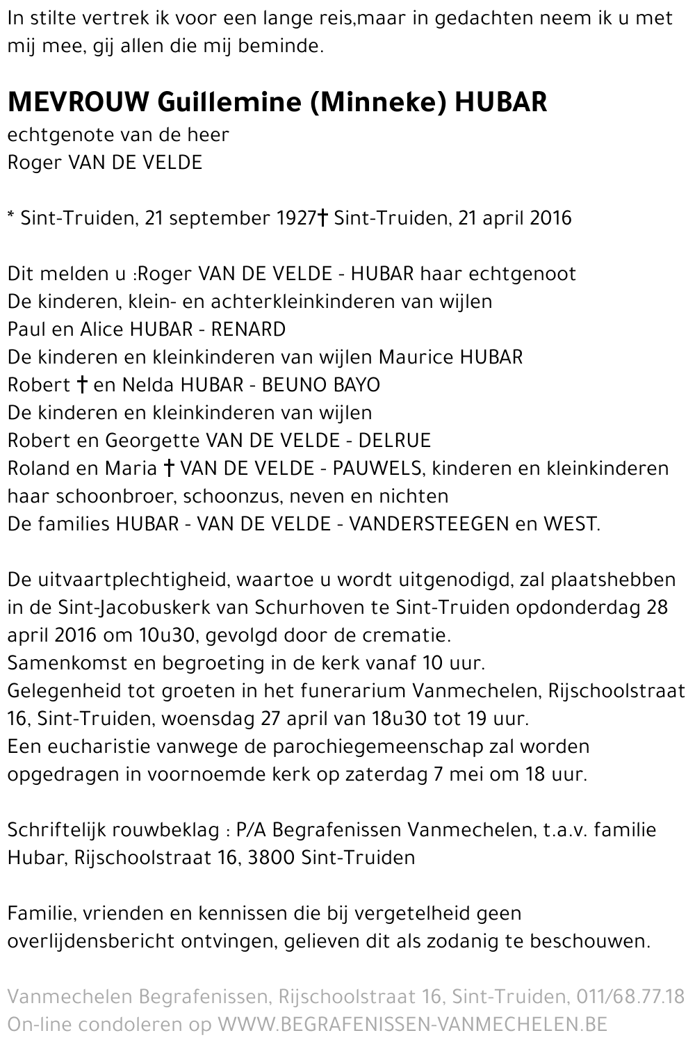 Guillemine (Minneke) Hubar