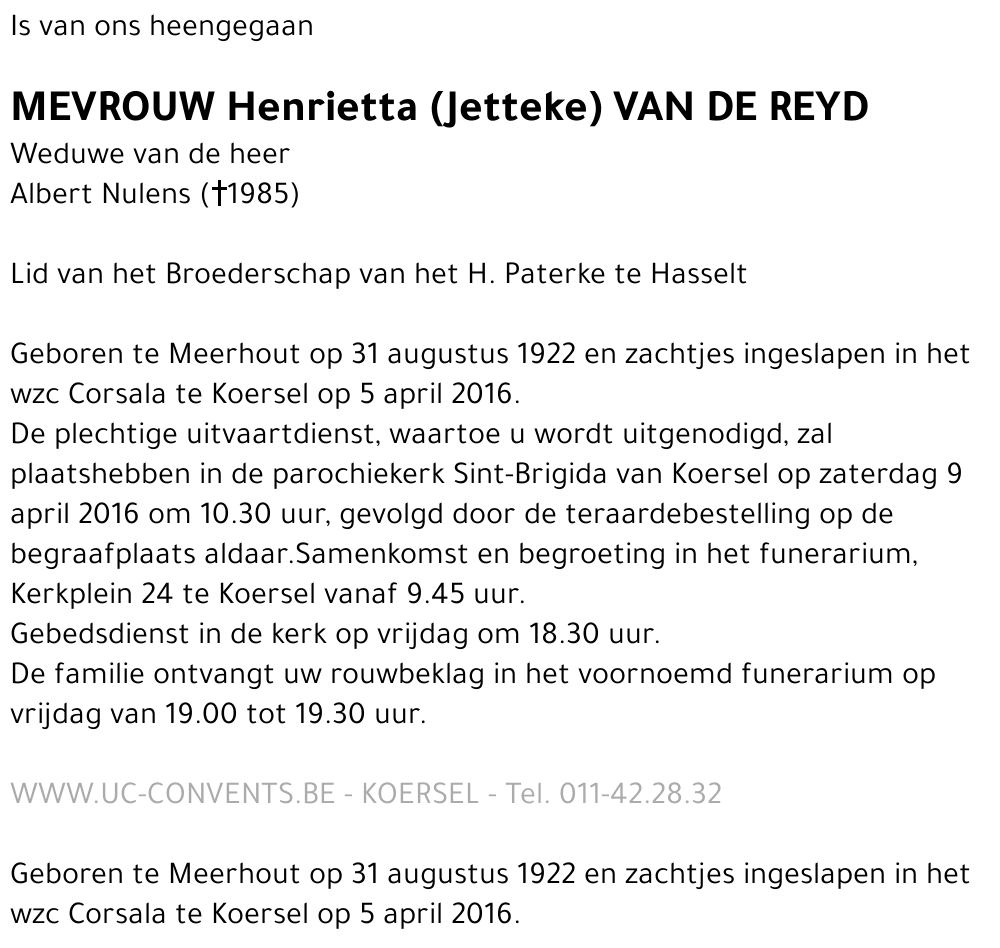 Henrietta Van de Reyd