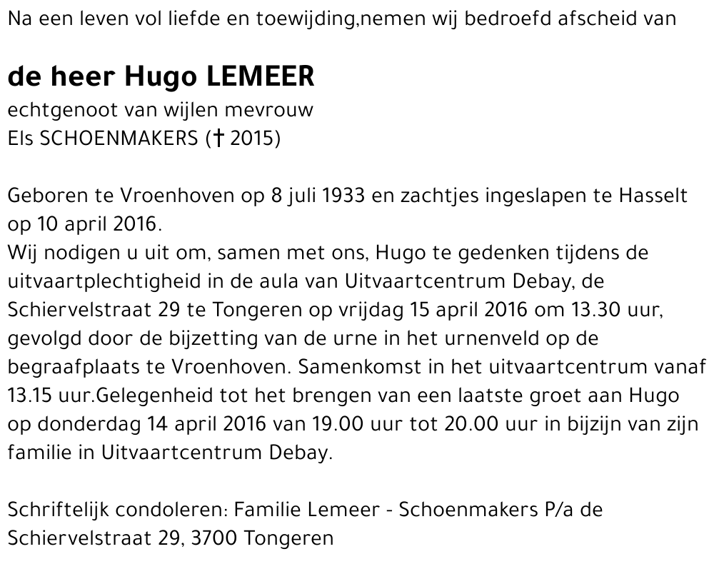 Hugo LEMEER