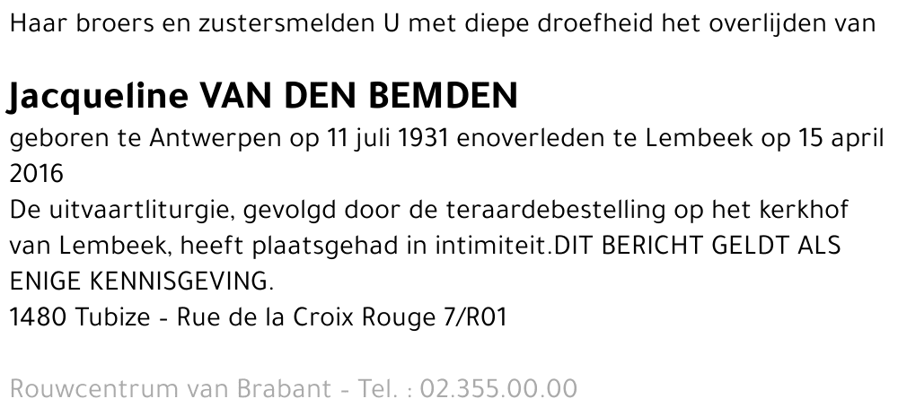 Jacqueline van den bemden