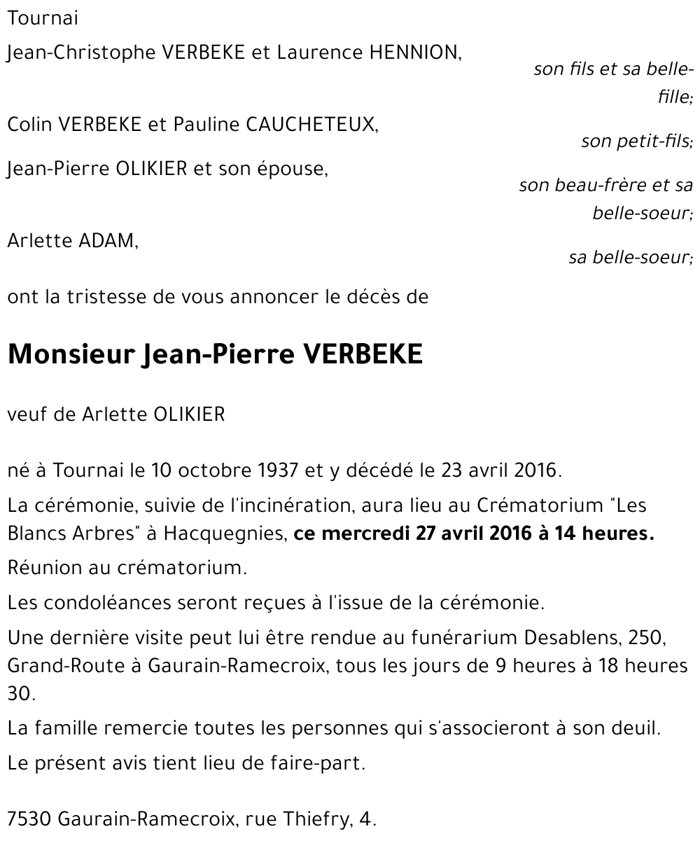 Jean-Pierre VERBEKE