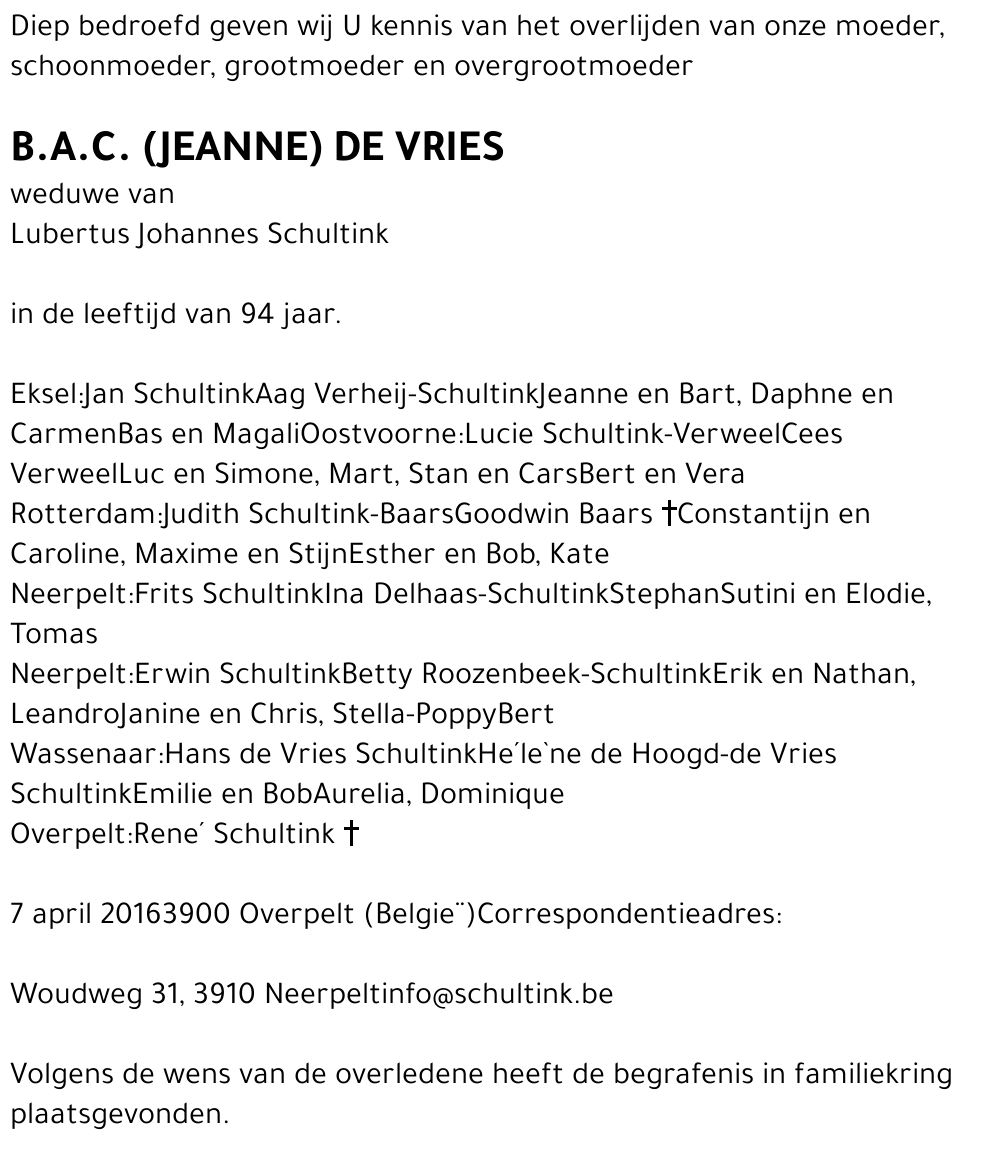 Jeanne De Vries