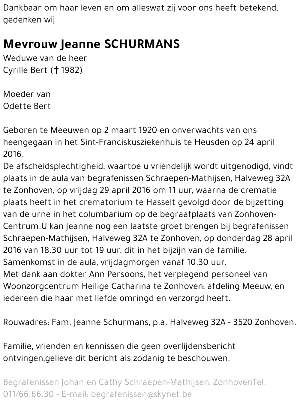 Jeanne Schurmans
