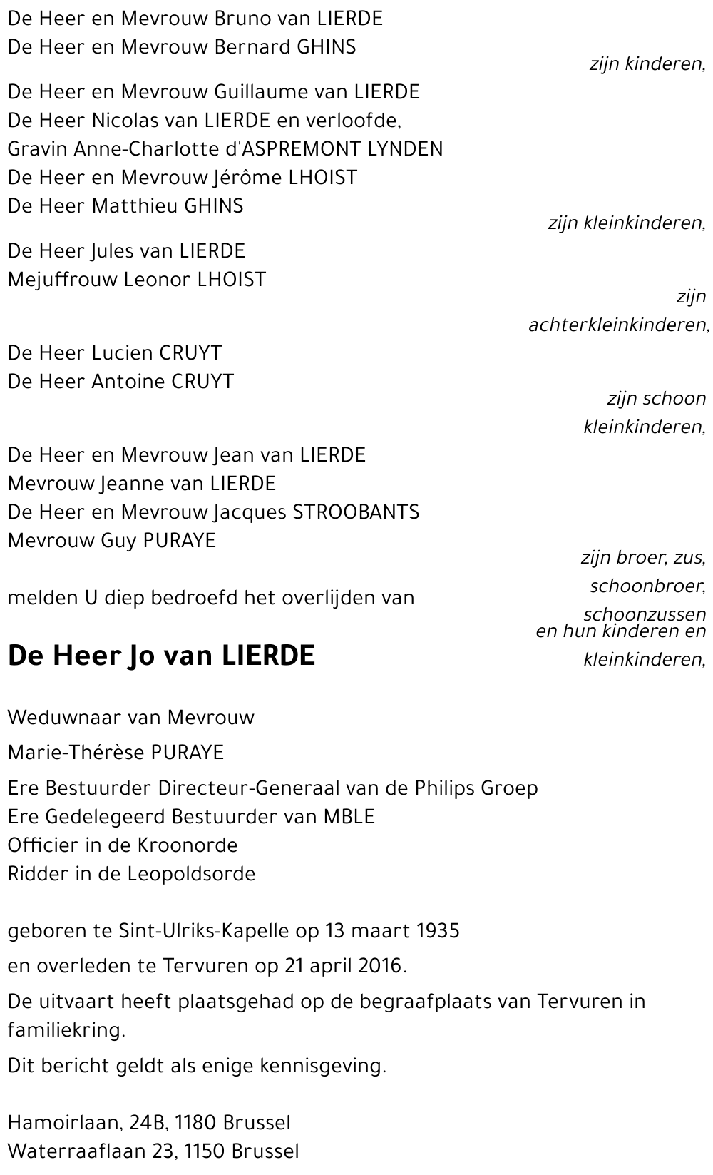 Jo van LIERDE