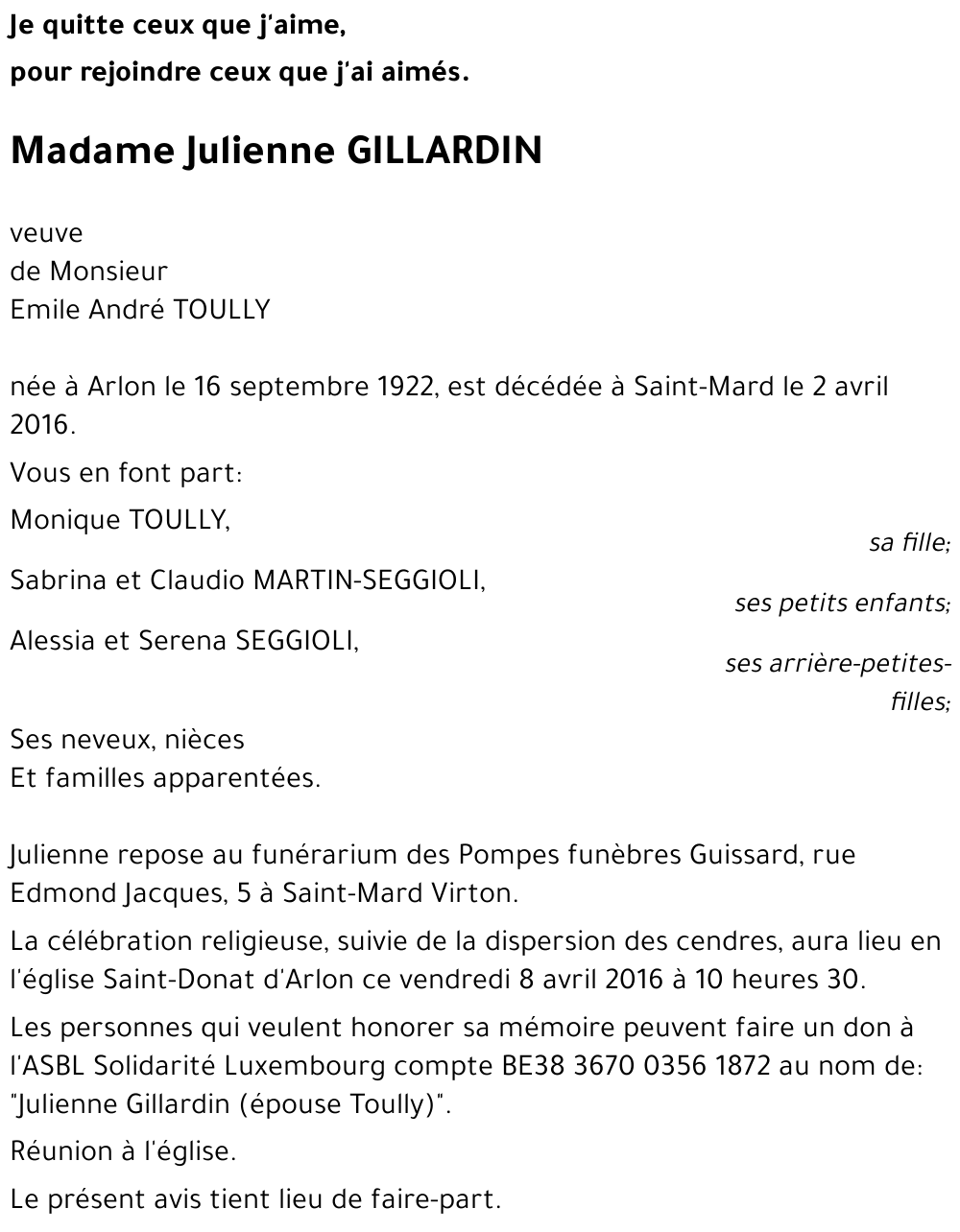Julienne GILLARDIN