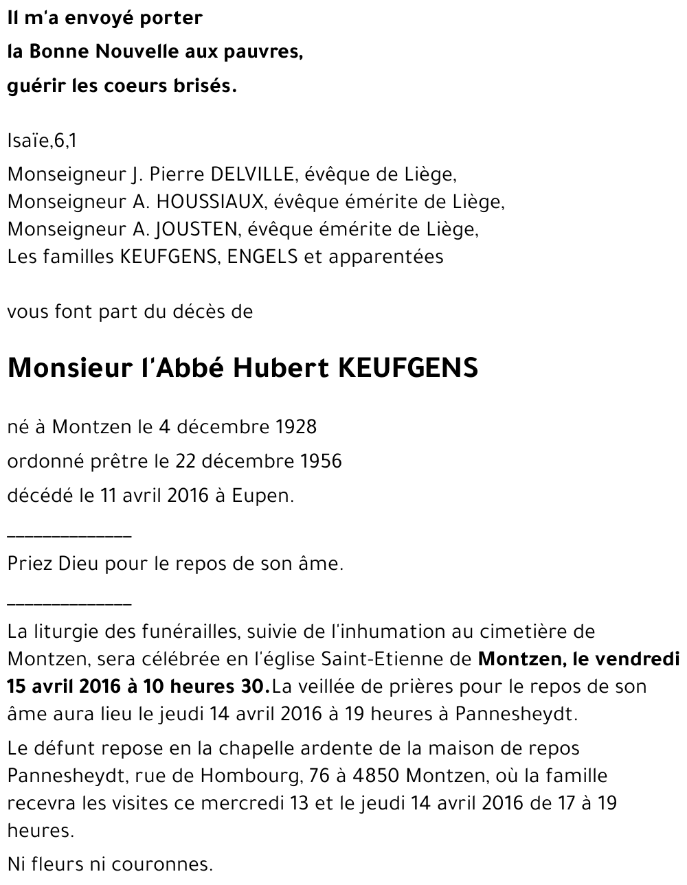 l'Abbé Hubert KEUFGENS