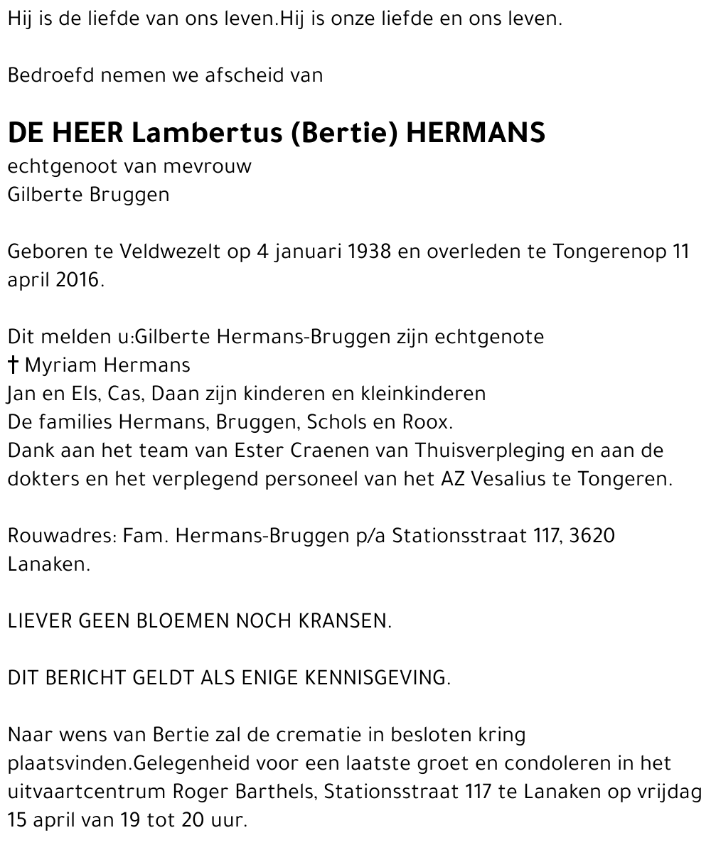 Lambertus (Bertie) Hermans