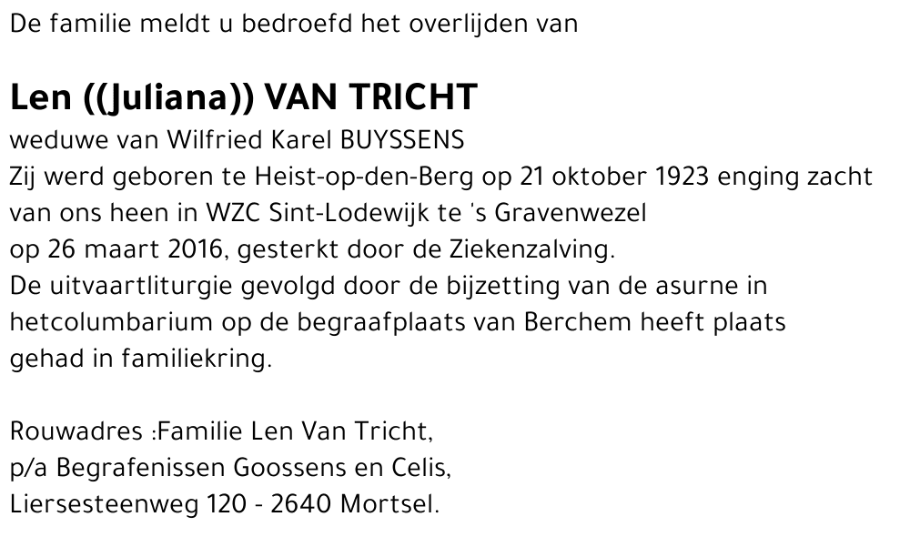 Len (Juliana) Van Tricht
