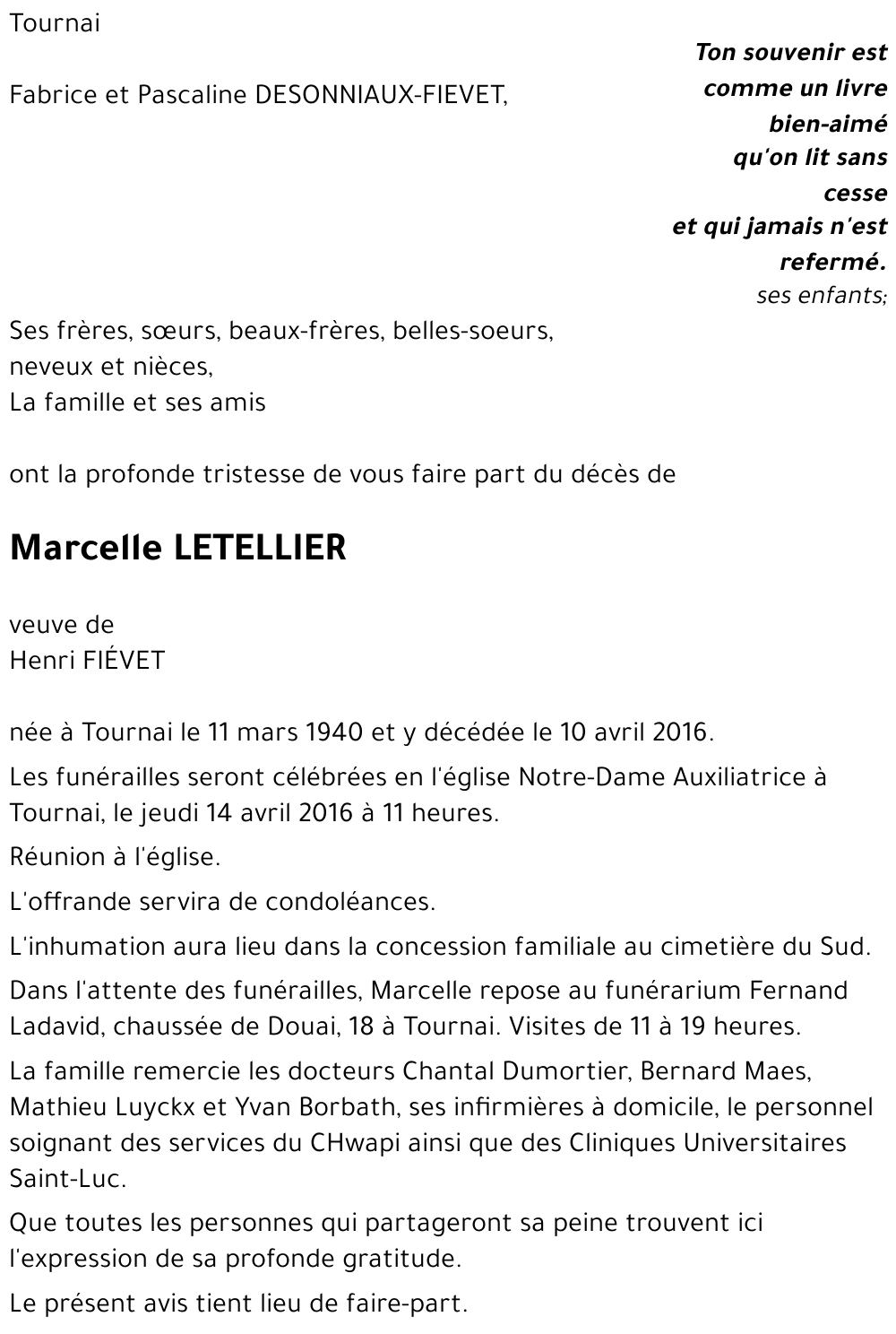 Marcelle LETELLIER
