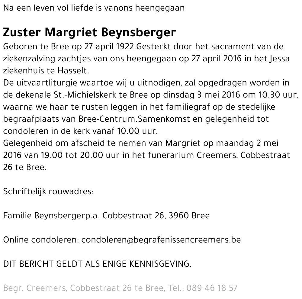 Margriet Beynsberger