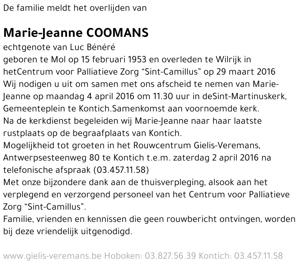 Marie Jeanne Coomans