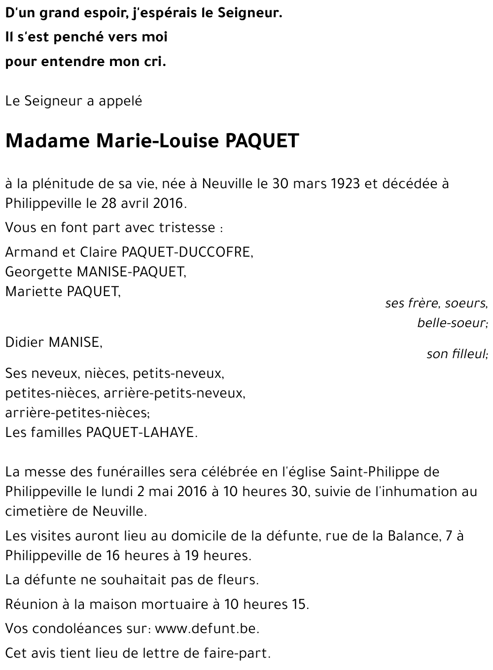 Marie-Louise PAQUET