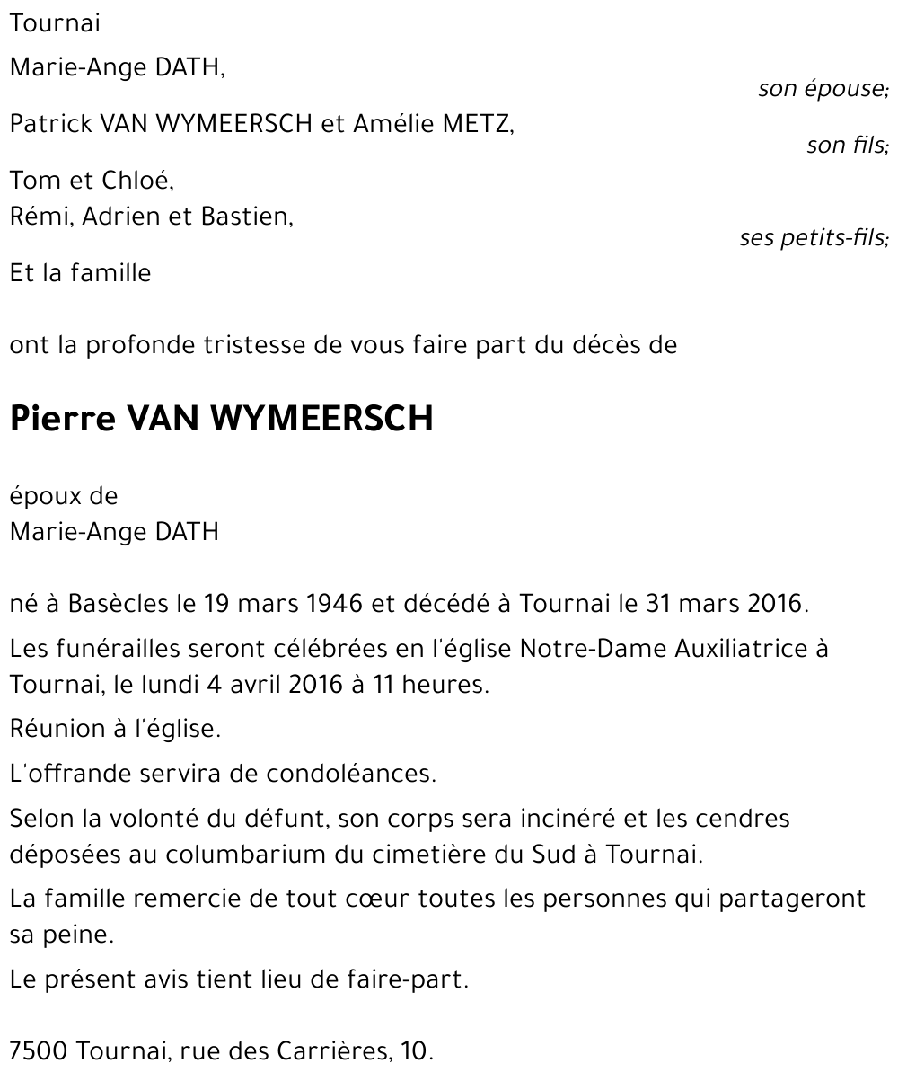 Pierre VAN WYMEERSCH