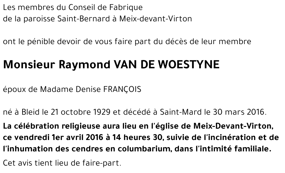 Raymond VAN DE WOESTYNE