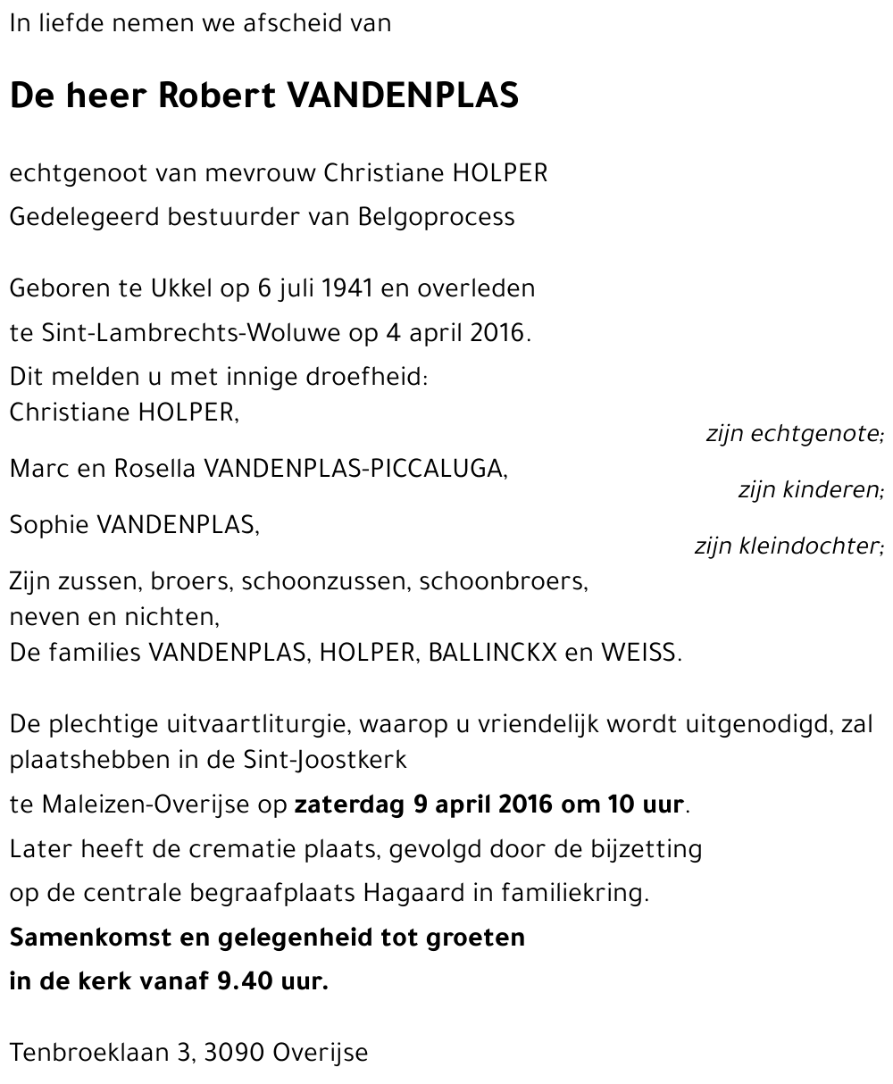 Robert VANDENPLAS