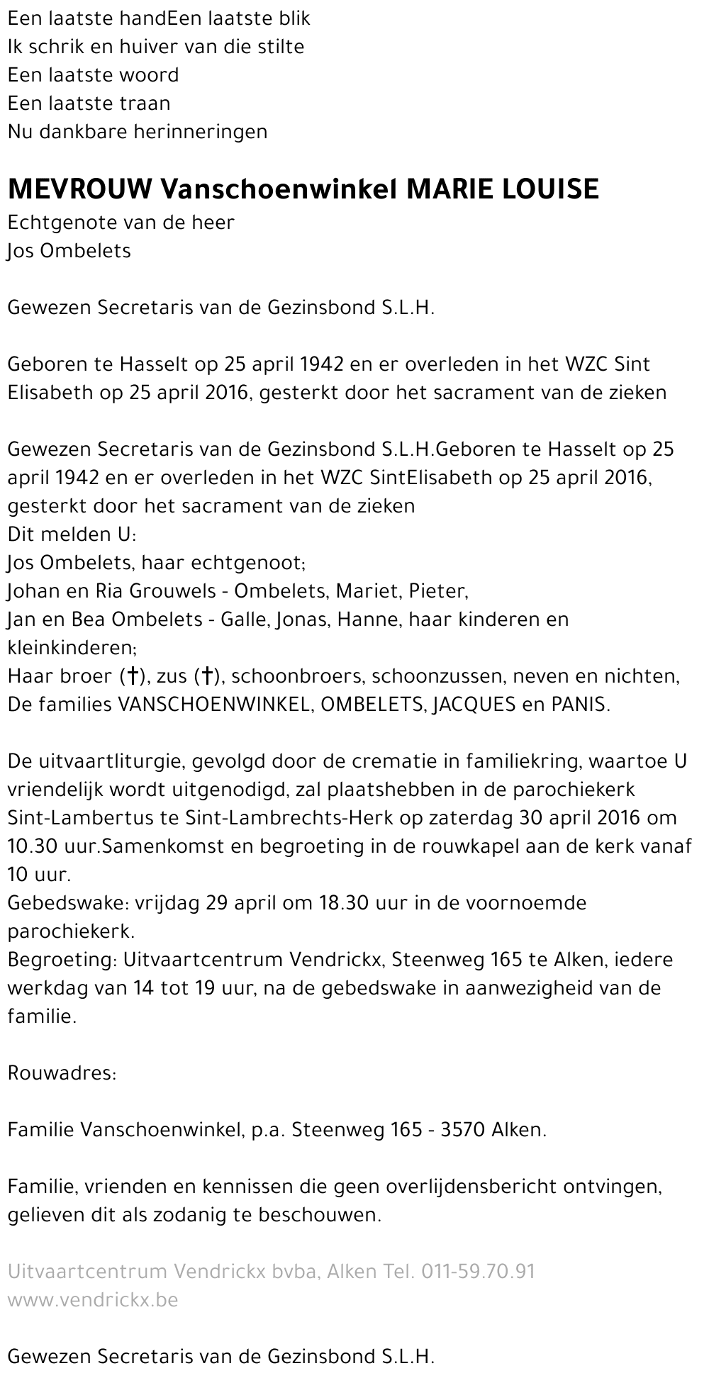 Vanschoenwinkel Marie Louise