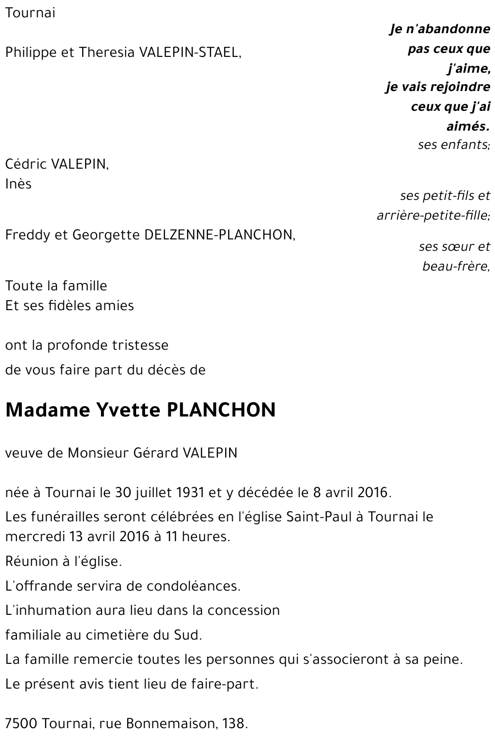 Yvette PLANCHON