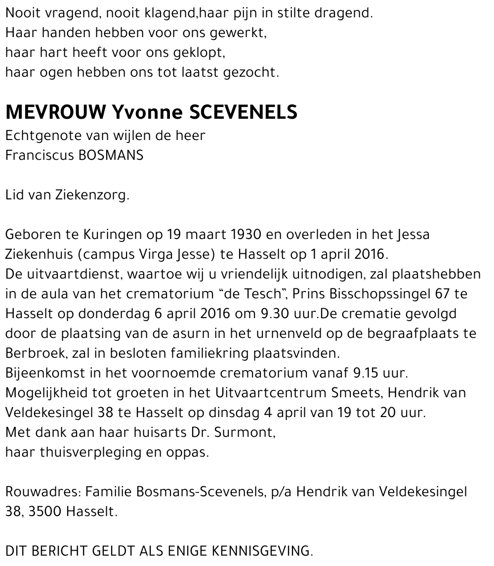 Yvonne Scevenels