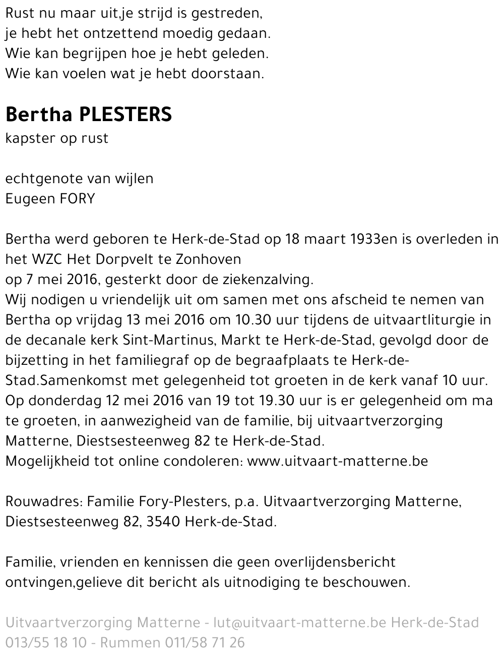 Bertha Plesters