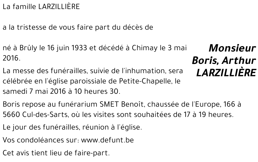 Boris, Arthur LARZILLIÈRE