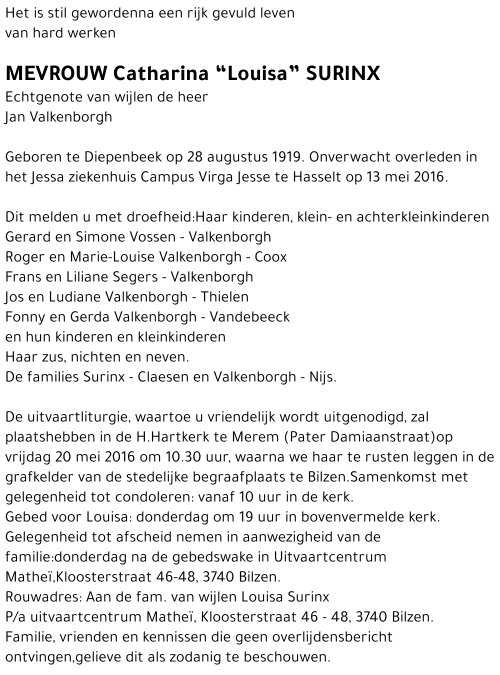 Catharina “Louisa” Surinx