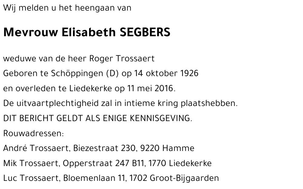 Elisabeth SEGBERS