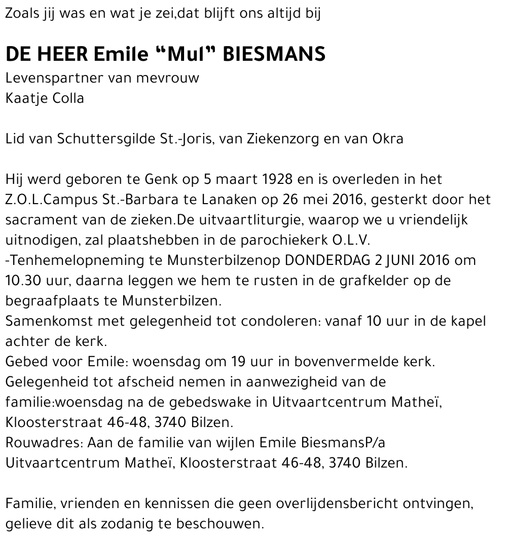 Emile “Mul” Biesmans