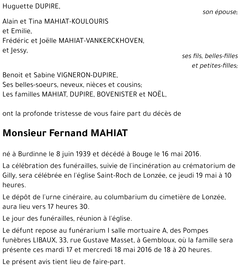 Fernand MAHIAT