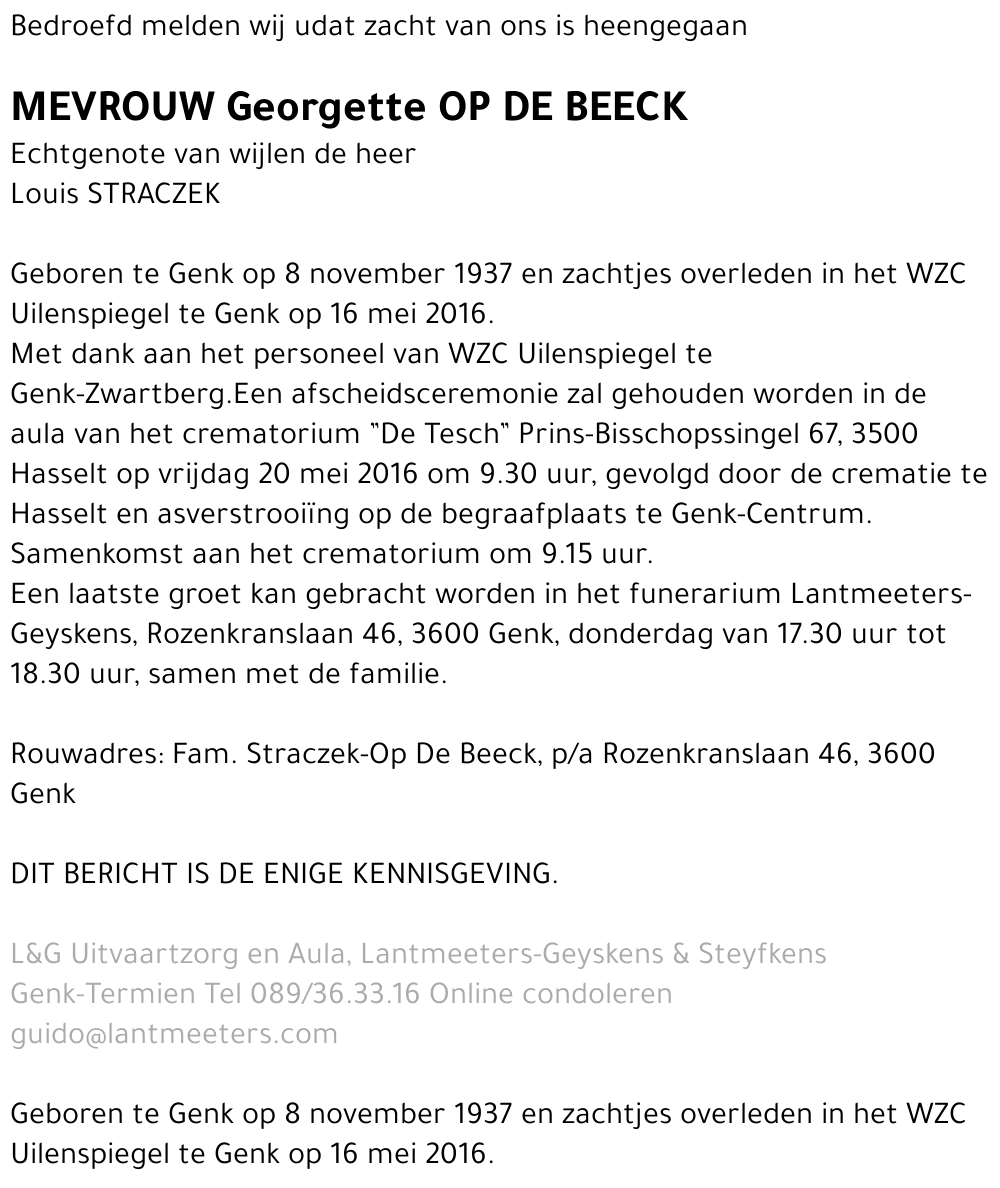 Georgette OP DE BEECK