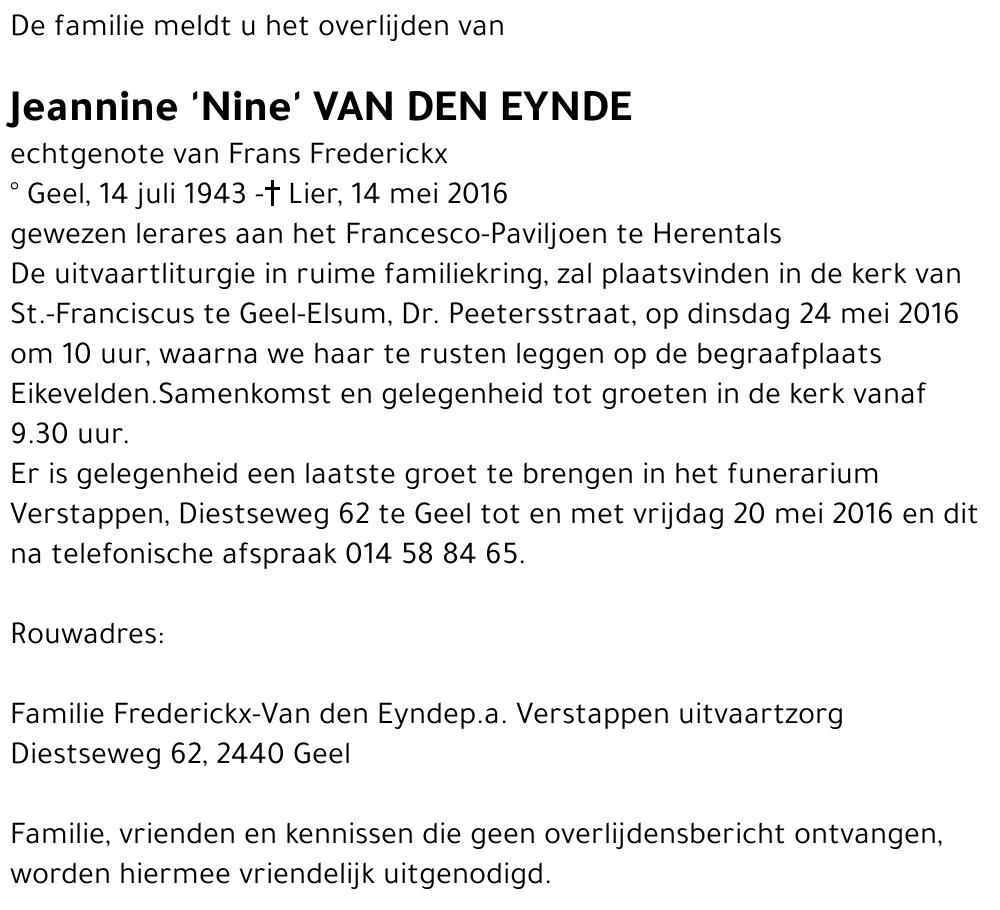 Jeannine Van Eynde