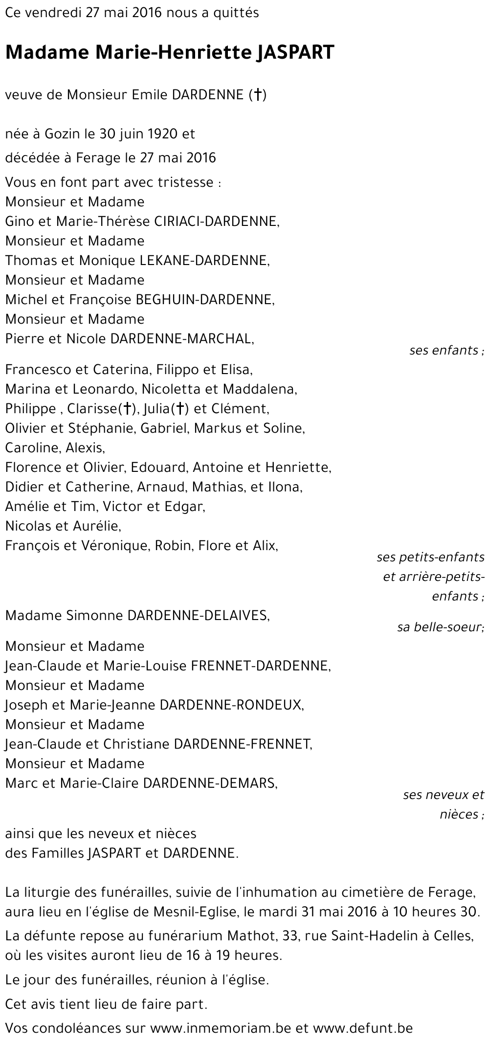 Marie-Henriette JASPART