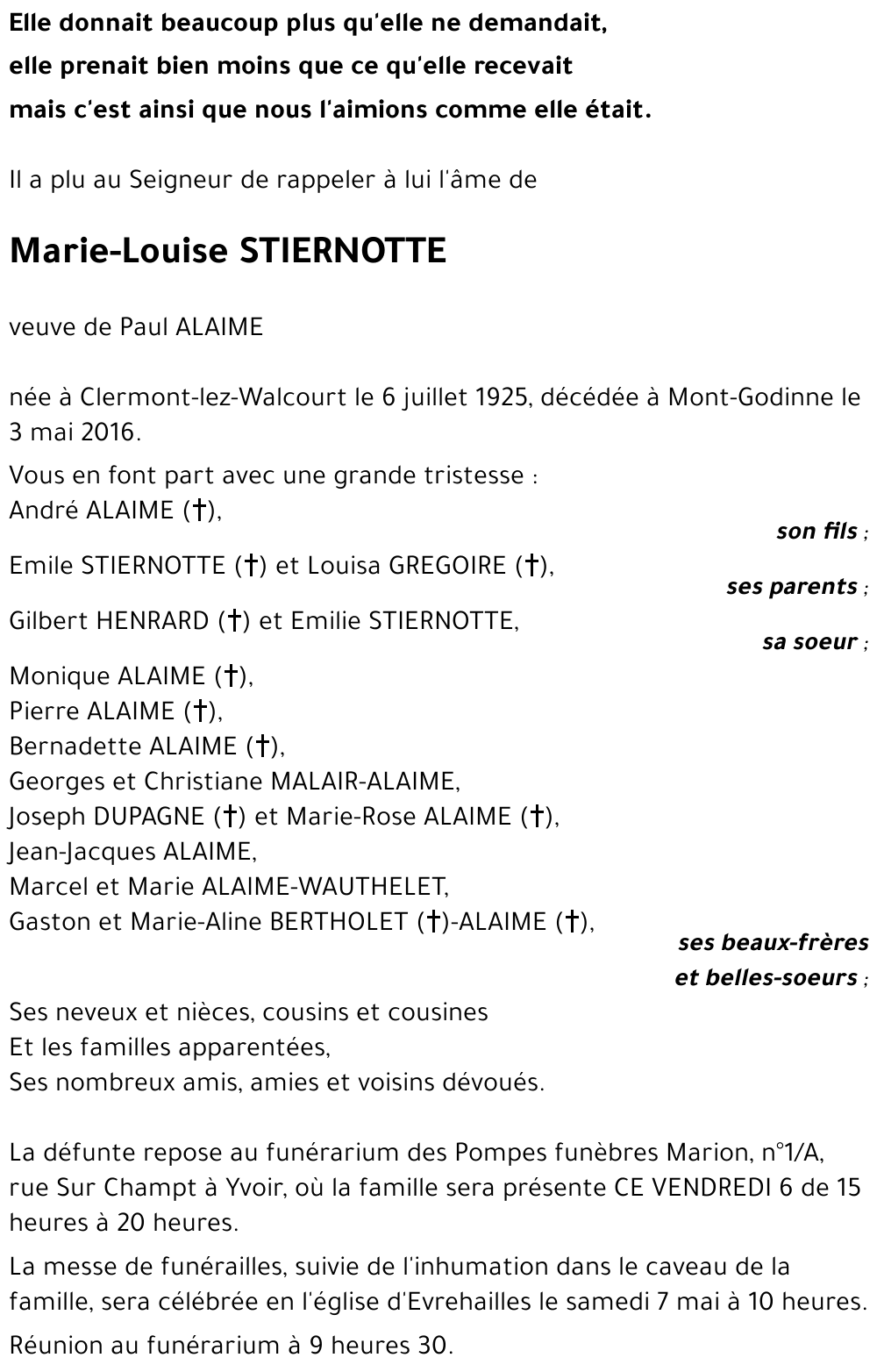 Marie-Louise STIERNOTTE