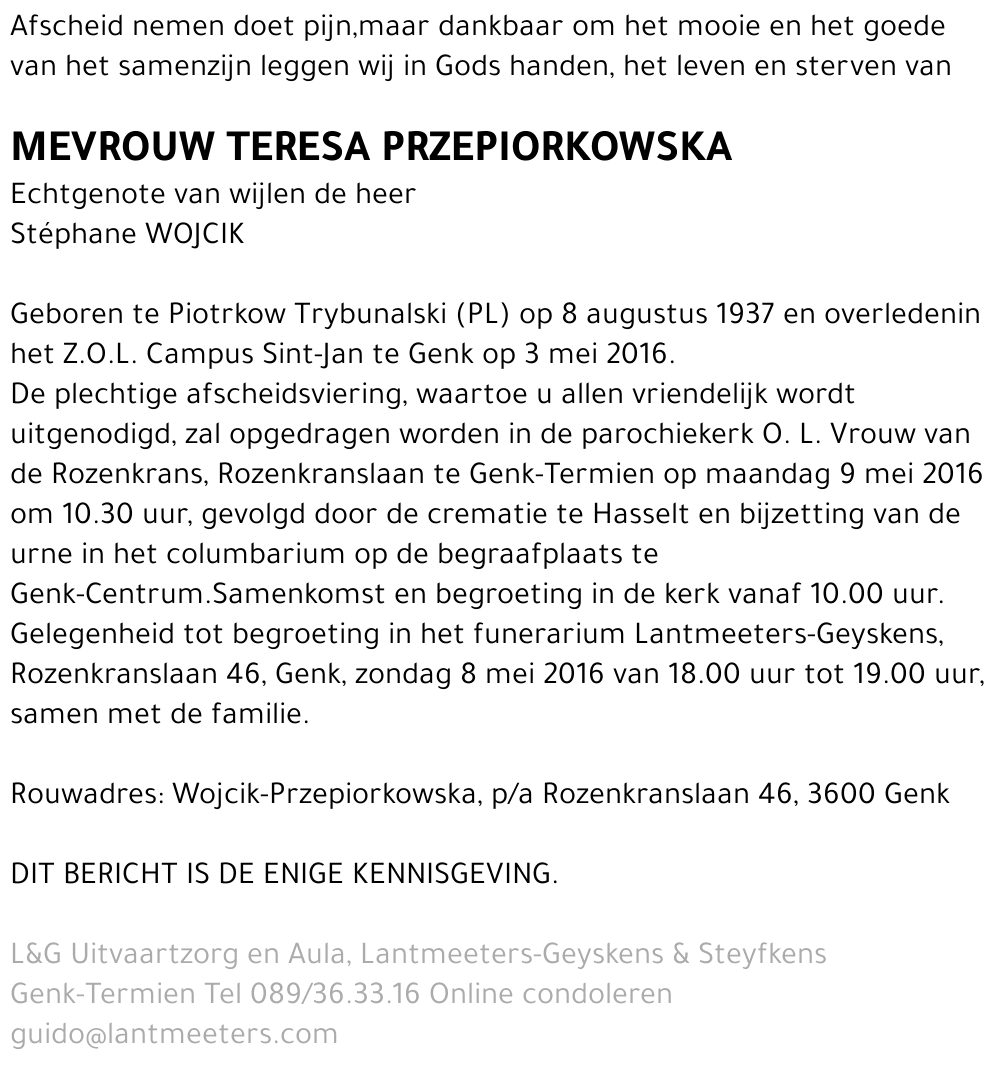 PRZEPIORKOWSKA Teresa